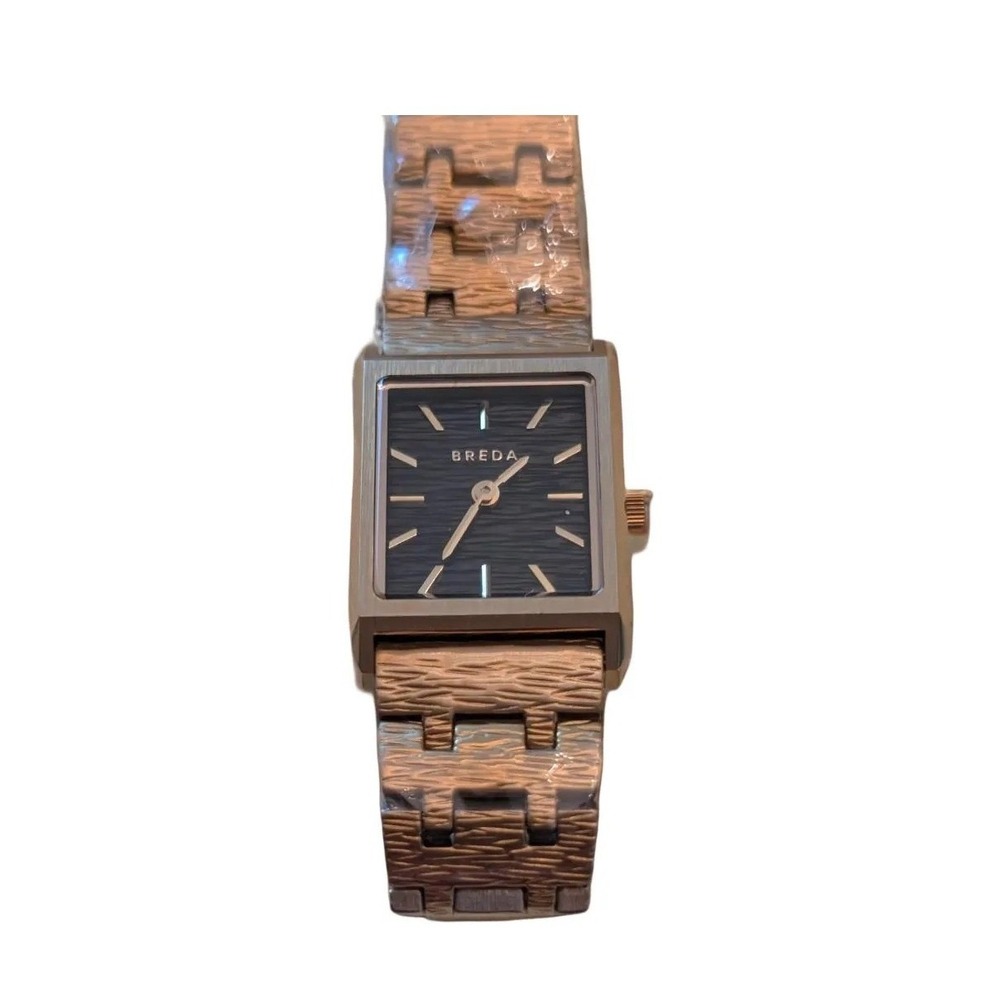 Breda Revel Watch 1754d 20mm Gold Black Square Dial Textured Bracelet NIB $185 - Picture 9 of 9